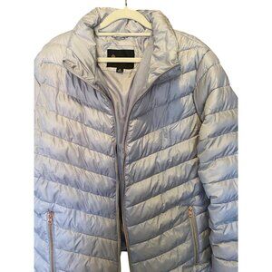 Big Chill Womens Light Gray Puffer Jacket 1X With Rose Gold Zippers & Hood